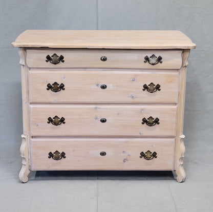 Antique Dutch Whitewashed Pine Dresser Chest of Drawers