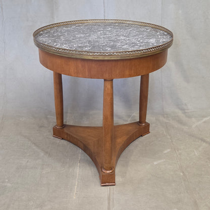 Antique 1930s French Empire or Art Deco Cherry Guéridon Table with Black Marble