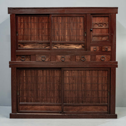 Antique Japanese Meiji Period Two Piece Tansu Chest (Goshu Mizuya)