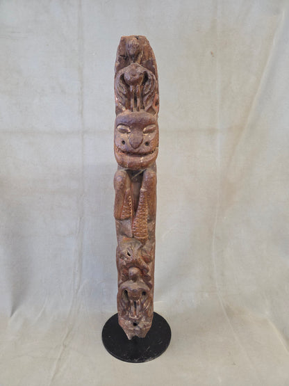 Antique Indian Hand Carved Naga Architectural Remnant on a Custom Metal Stand