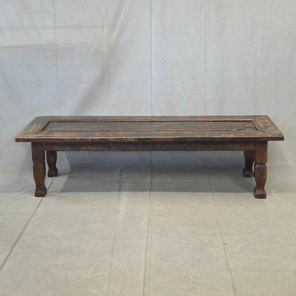 Vintage Teak Coffee Table Made From an Old Reclaimed Door With Green Paint