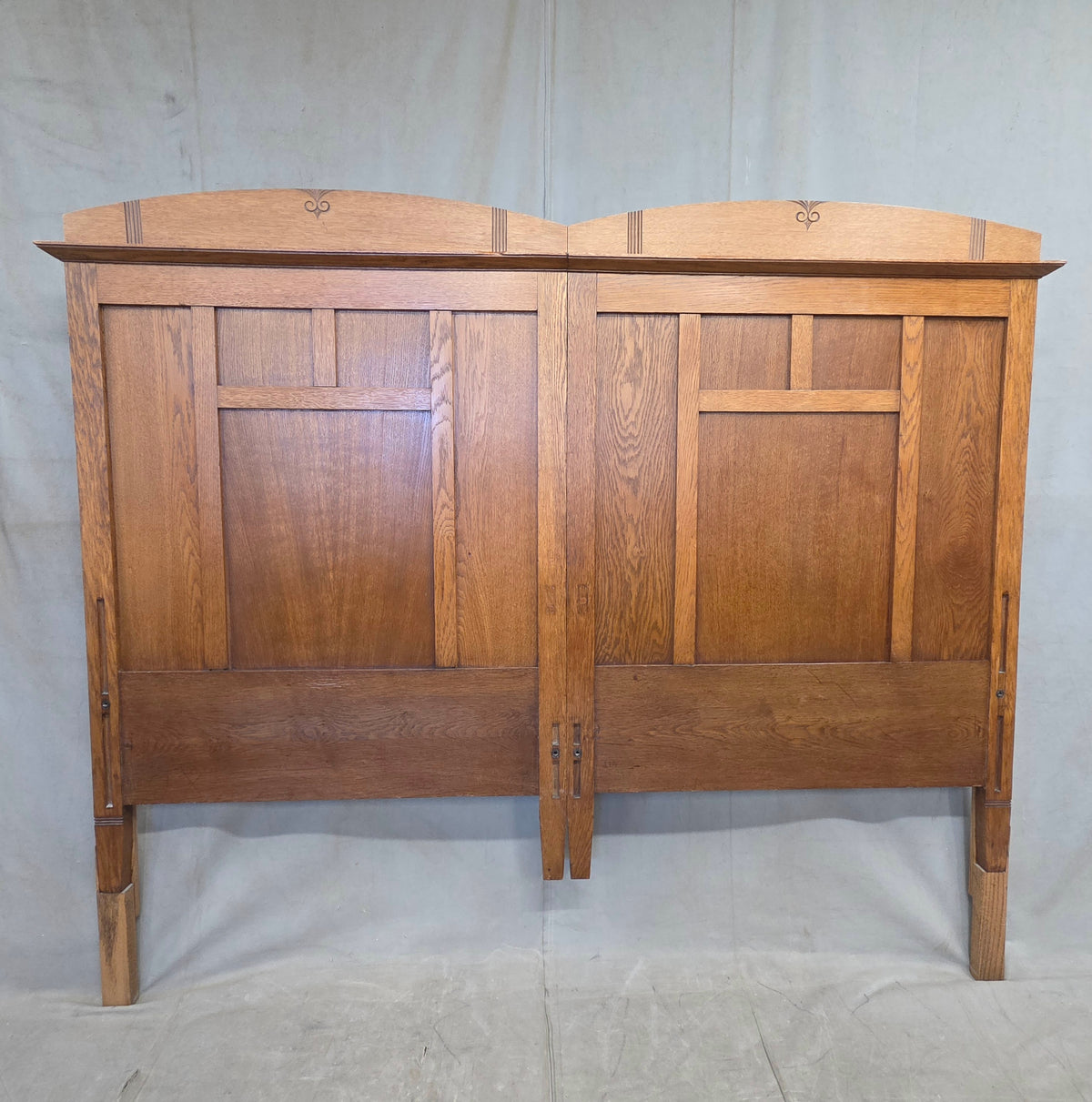 Antique Oak King Size Headboard, Arts & Crafts Style, USA, Circa 1920