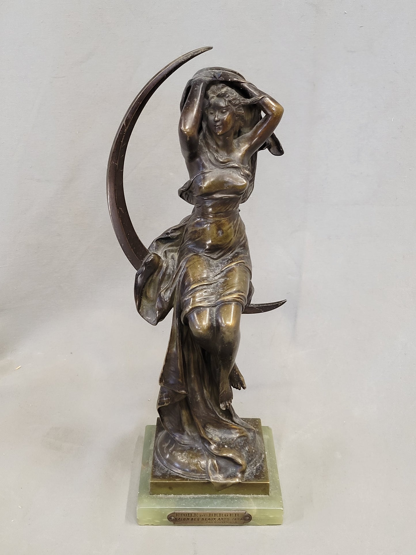 Antique French Art Nouveau Bronze Sculpture of a Woman Signed H. Levasseur (RL)