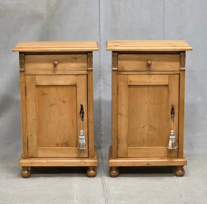 Vintage Eastern European Natural Pine Nighstands - a pair
