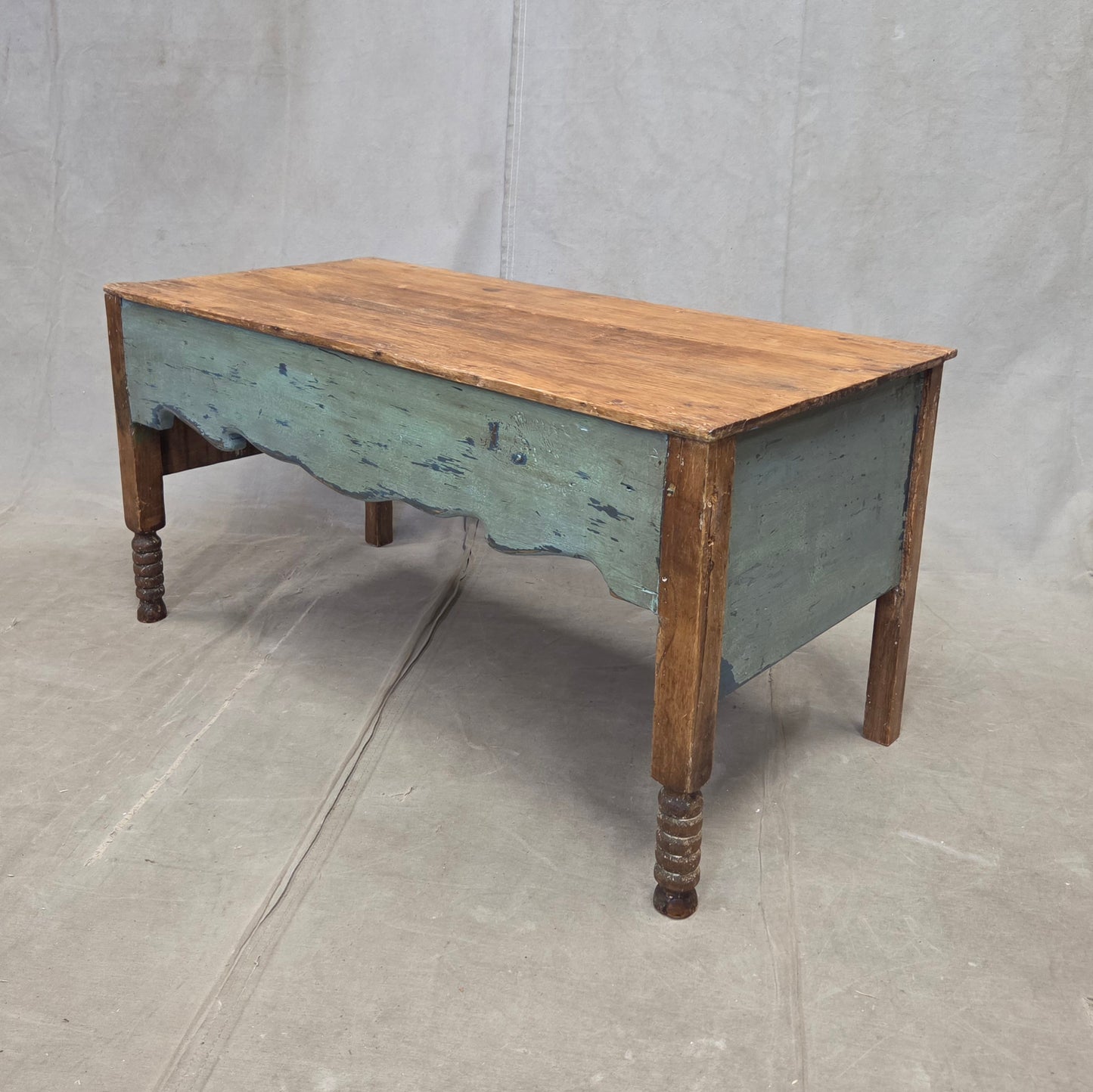 Vintage Rustic Southwestern Painted Pine Coffee Table