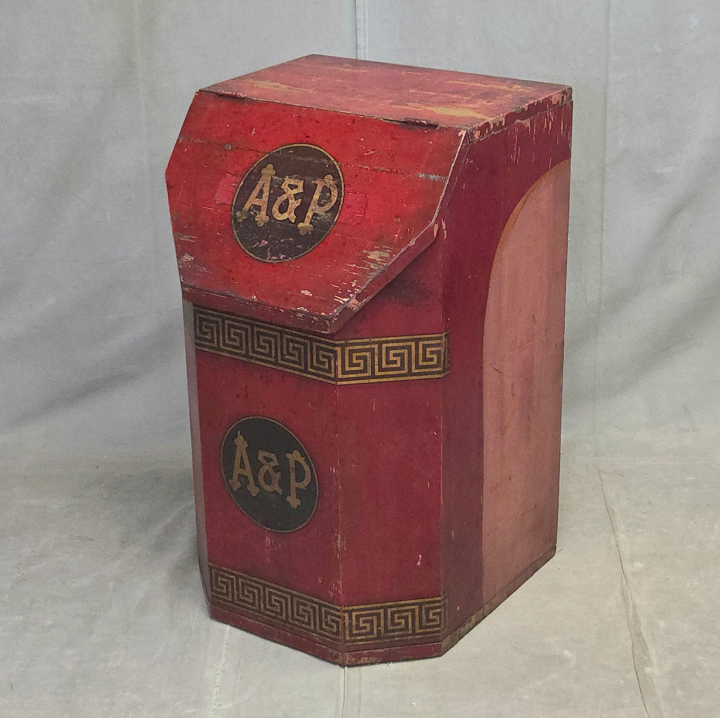 Antique A&P Tea Bin, Wood With Red Paint, Country Style, Circa 1920