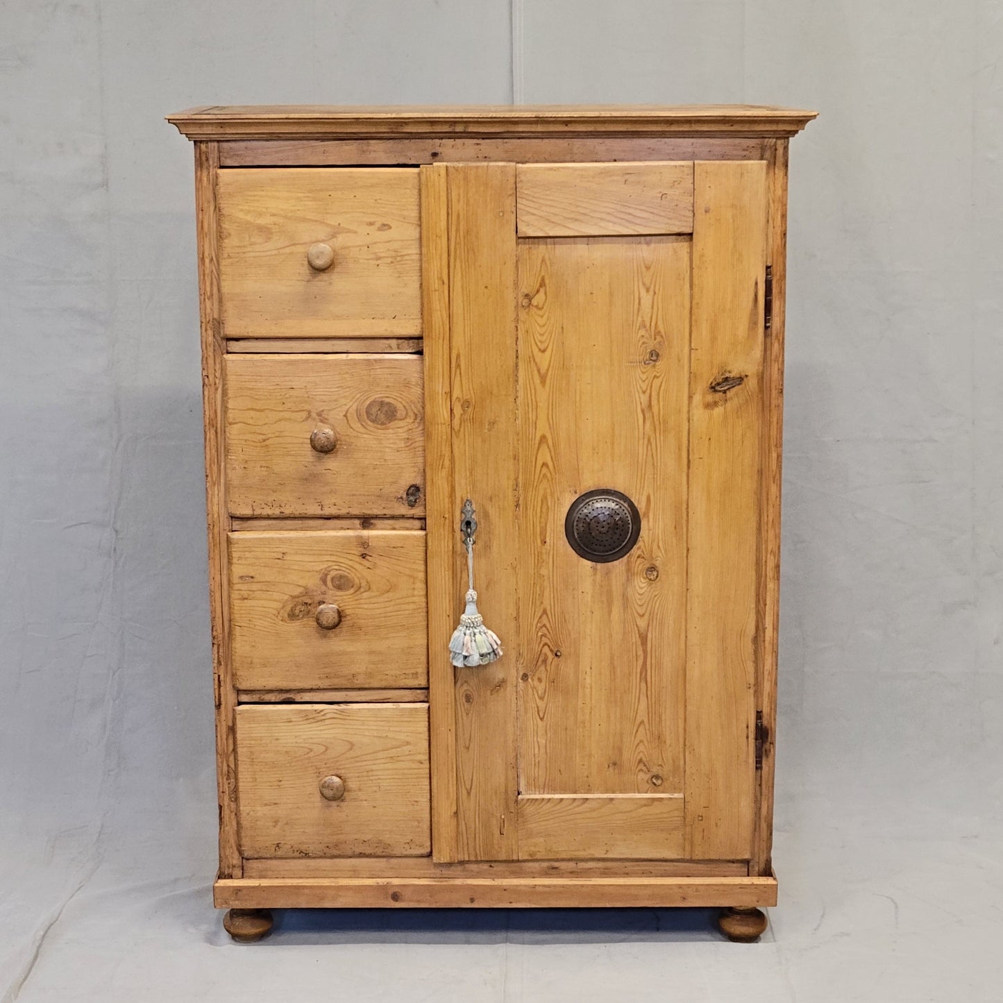 Antique Czech Pine Locking Pie or Larder Cabinet