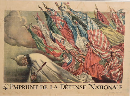 "L'Emprunt De La Defense Nationale" Ww1 Vintage Poster, by Jules Abel Faivre