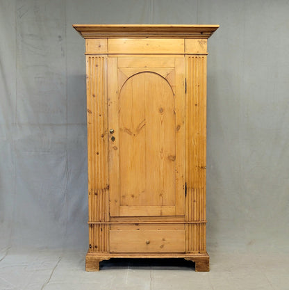 Antique 19th Century German Pine Single Door Armoire Wardrobe