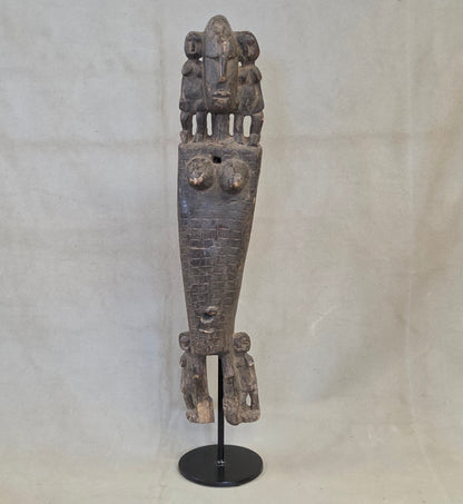 Vintage African Dogon Carved Figural Doorway Latch on a Custom Metal Stand