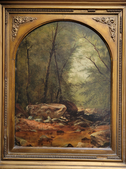 Antique 19th Century French Forest Landscape signed E.S. Buffett, 1862