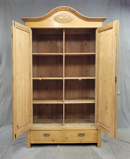 Antique Swedish Pine Armoire With Shelving