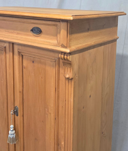 Vintage German Natural Pine Tall Cabinet Cupboard