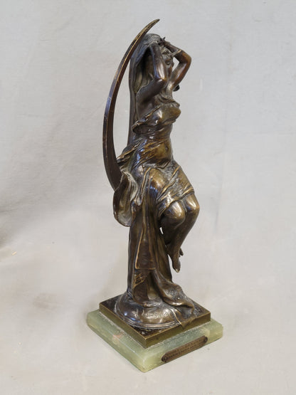 Antique French Art Nouveau Bronze Sculpture of a Woman Signed H. Levasseur (RL)