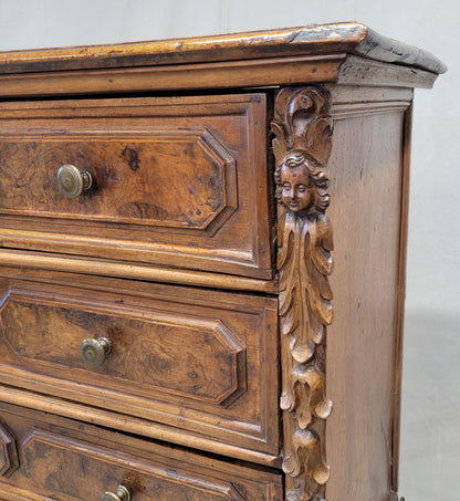 Antique 18th Century Italian (Bergamo, Lombardy) Burl Walnut Chest of Drawers