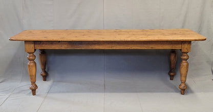 Vintage English Rustic Pine 8' Long Farmhouse Dining Table