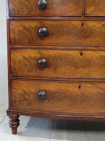 Antique English Edwardian Figured Mahogany Dresser With Original Knobs