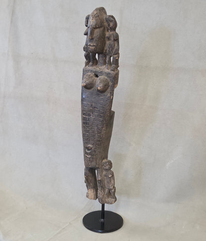 Vintage African Dogon Carved Figural Doorway Latch on a Custom Metal Stand