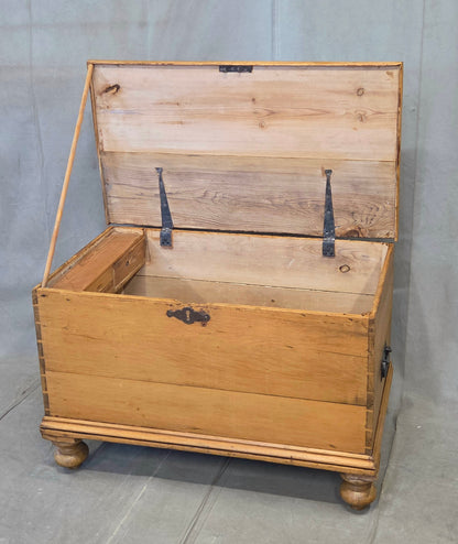 Antique Circa 1900 German Natural Pine Blanket Chest