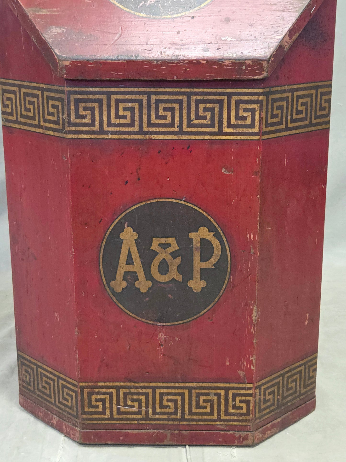 Antique A&P Tea Bin, Wood With Red Paint, Country Style, Circa 1920