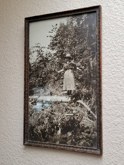 Antique Early 20th Century American Photograph of Woman Fishing