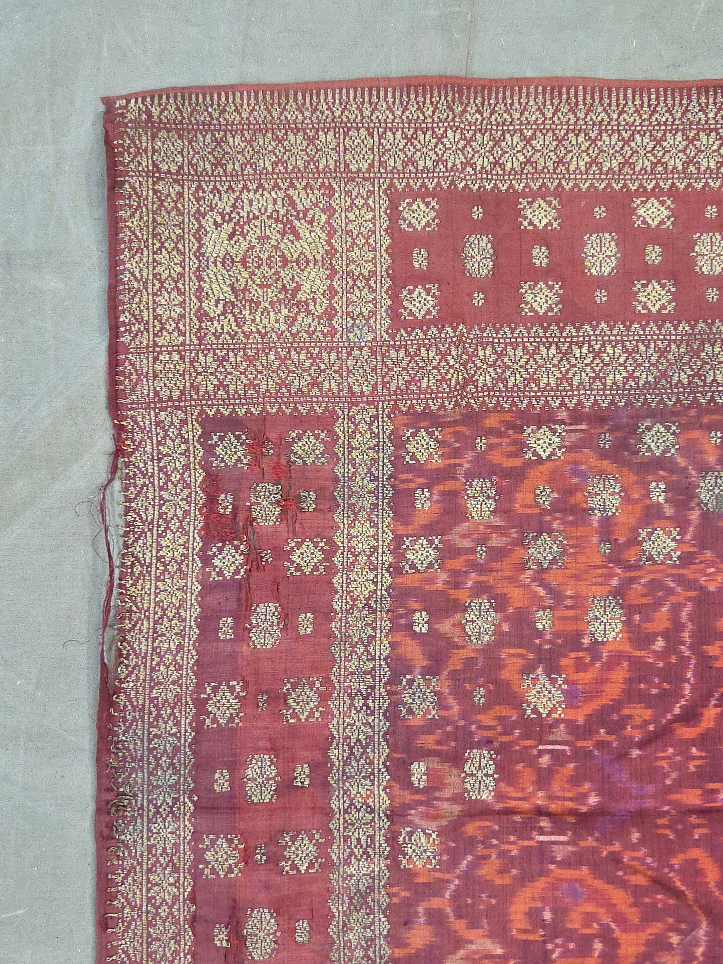 Antique Early 20th century Malaysian Ikat Songket Head Cloth from Sumatra