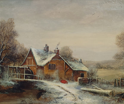 Old Mill Near Hergarmney by M. Thompson 1837, signed, oil on canvas painting