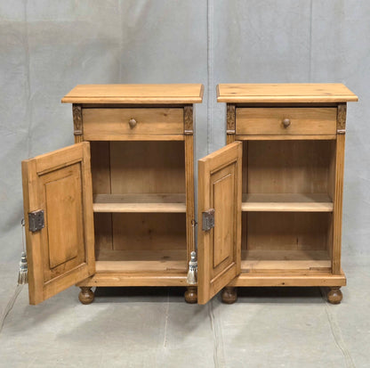 Vintage Eastern European Natural Pine Nighstands - a pair