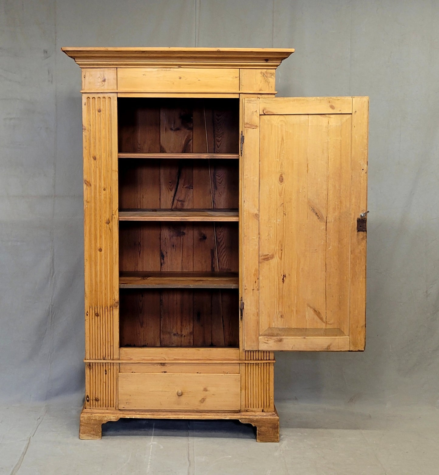 Antique 19th Century German Pine Single Door Armoire Wardrobe