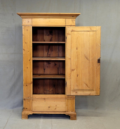 Antique 19th Century German Pine Single Door Armoire Wardrobe
