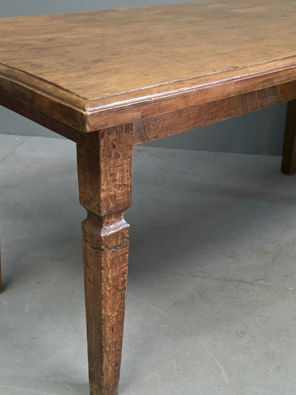 Vintage Old Teak Dining Table, C. 1940, Indonesia