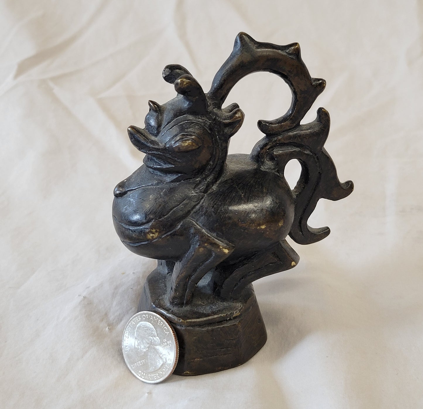 Set of 8 Antique Burmese Dragon Bronze Opium Weights