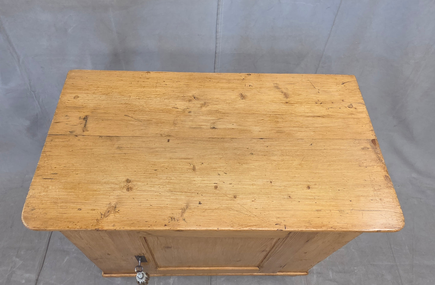 Antique English Pine Single Door Cupboard with Working Key and Original Hardware