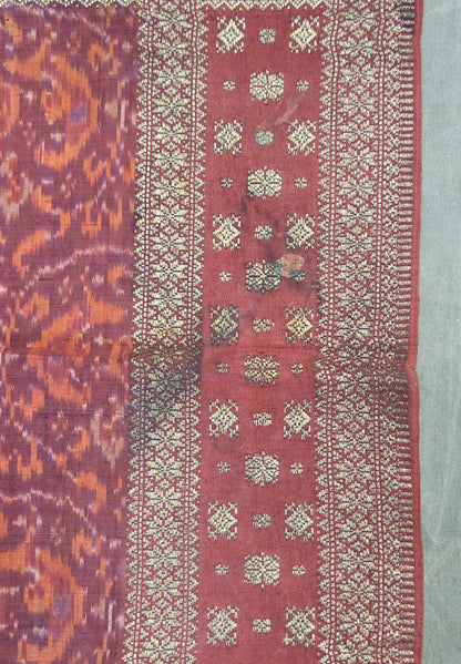 Antique Early 20th century Malaysian Ikat Songket Head Cloth from Sumatra
