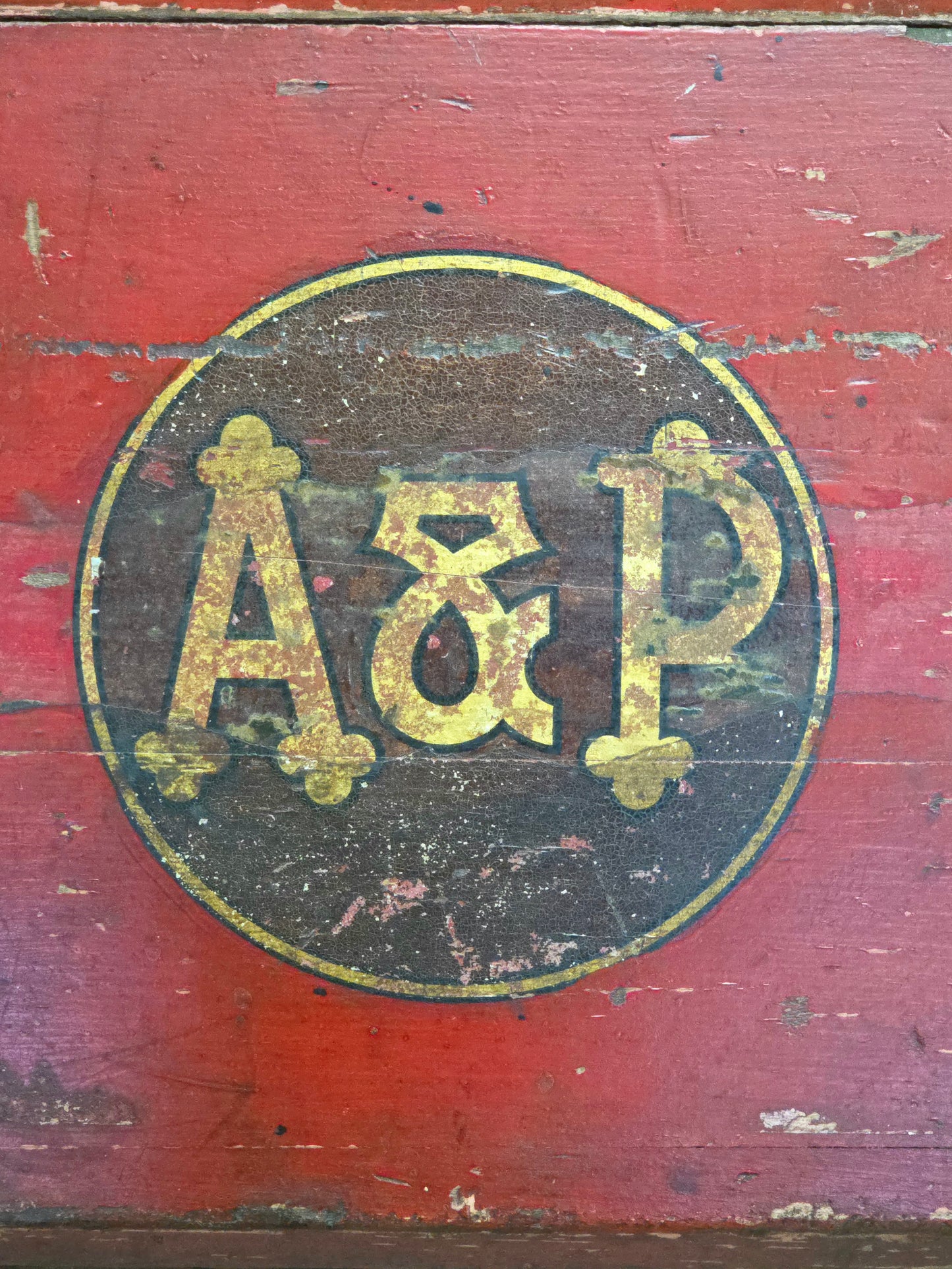 Antique A&P Tea Bin, Wood With Red Paint, Country Style, Circa 1920