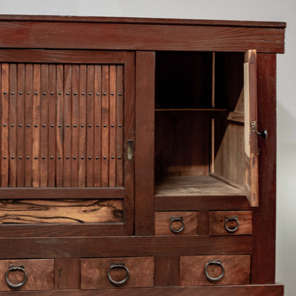 Antique Japanese Meiji Period Two Piece Tansu Chest (Goshu Mizuya)