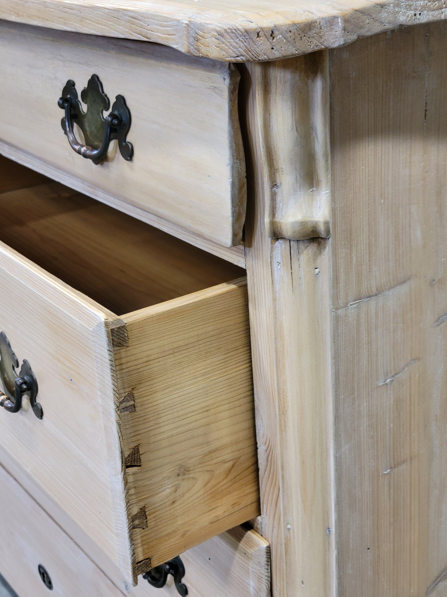 Antique Dutch Whitewashed Pine Dresser Chest of Drawers