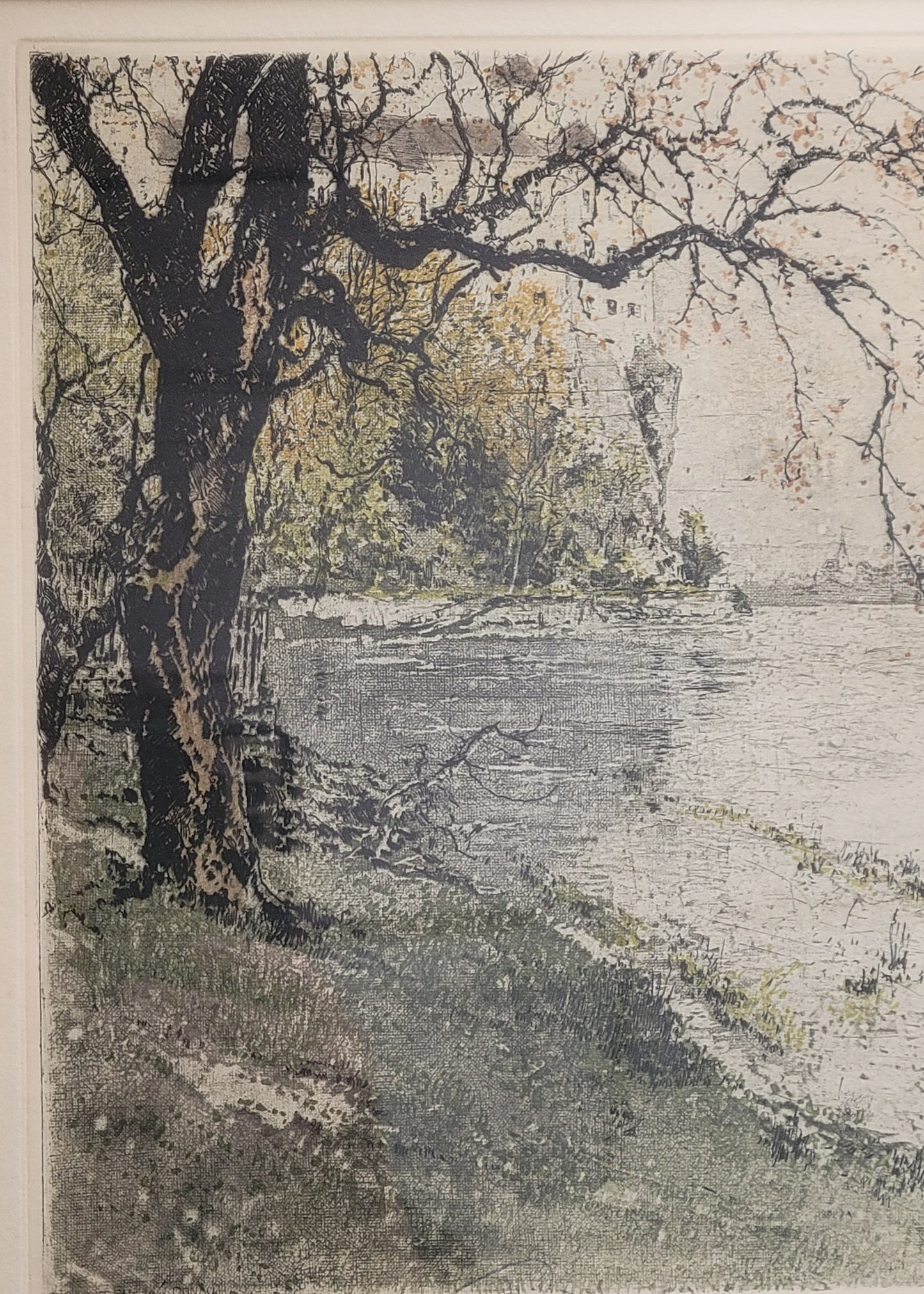 Etching of Persenberg Castle (Austria) by Luigi Kasimir (1881-1962)