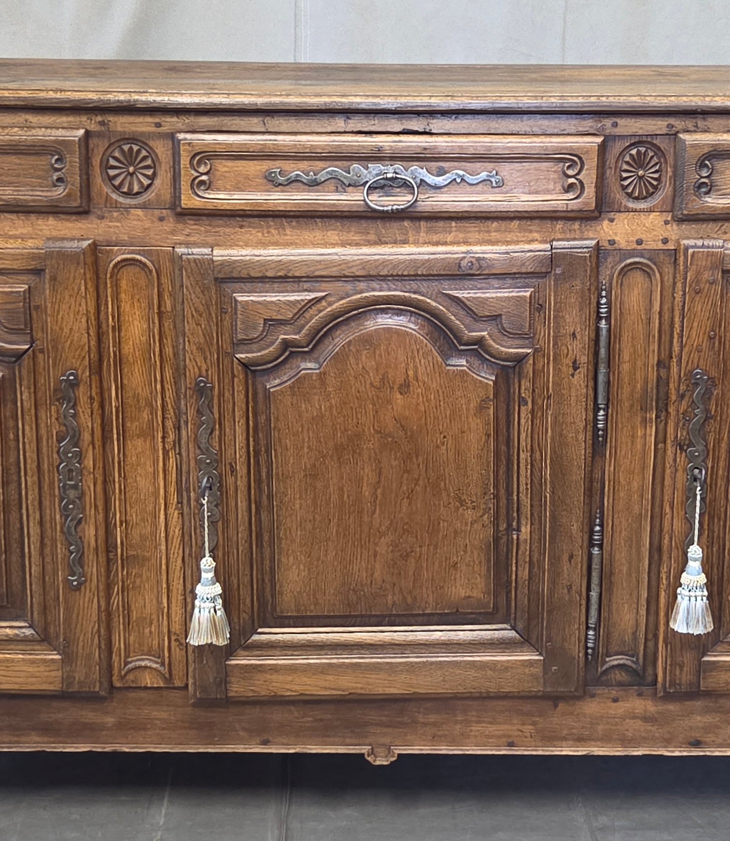 Antique 19th Century French Provincial Oak Buffet with Lined Interior