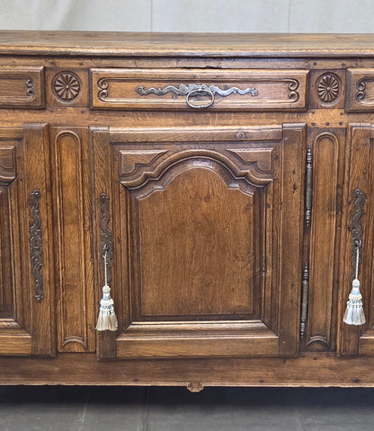 Antique 19th Century French Provincial Oak Buffet with Lined Interior