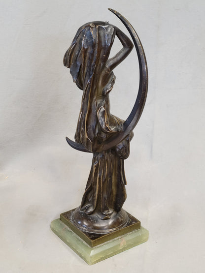 Antique French Art Nouveau Bronze Sculpture of a Woman Signed H. Levasseur (RL)