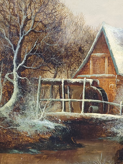 Old Mill Near Hergarmney by M. Thompson 1837, signed, oil on canvas painting