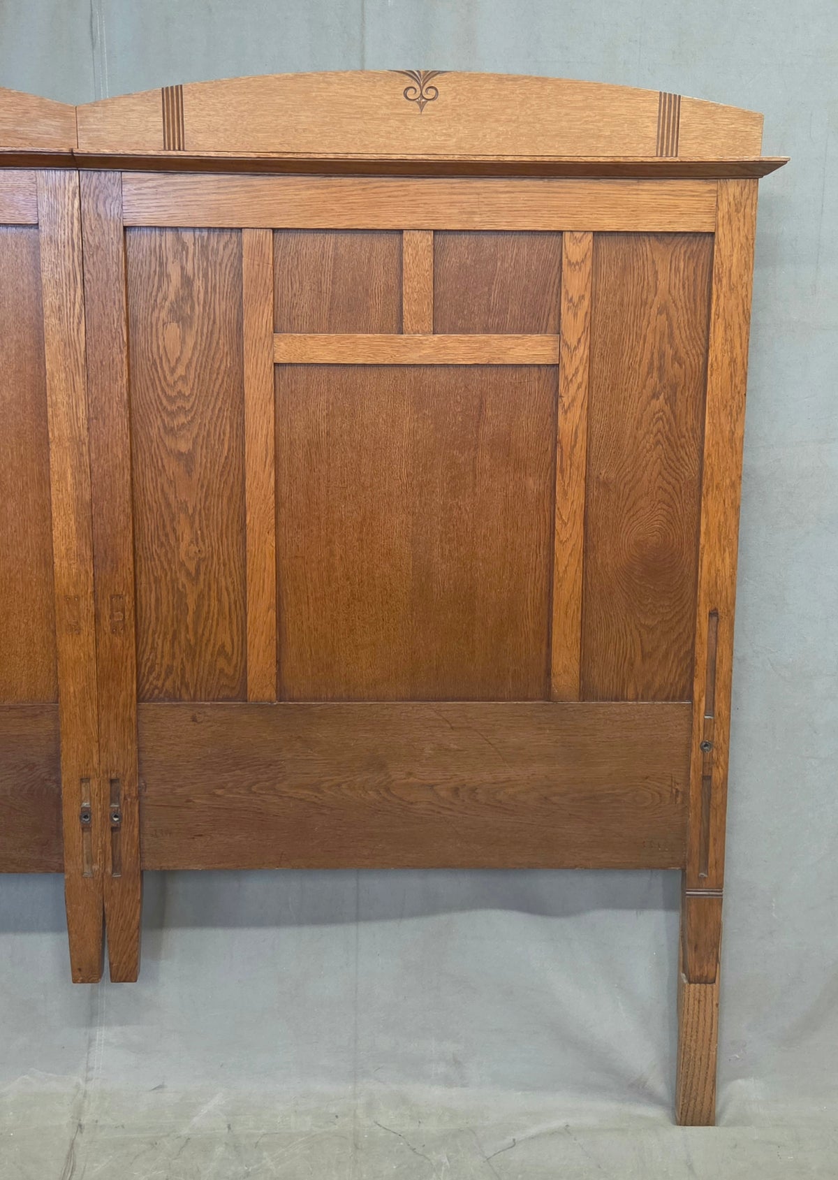 Antique Oak King Size Headboard, Arts & Crafts Style, USA, Circa 1920