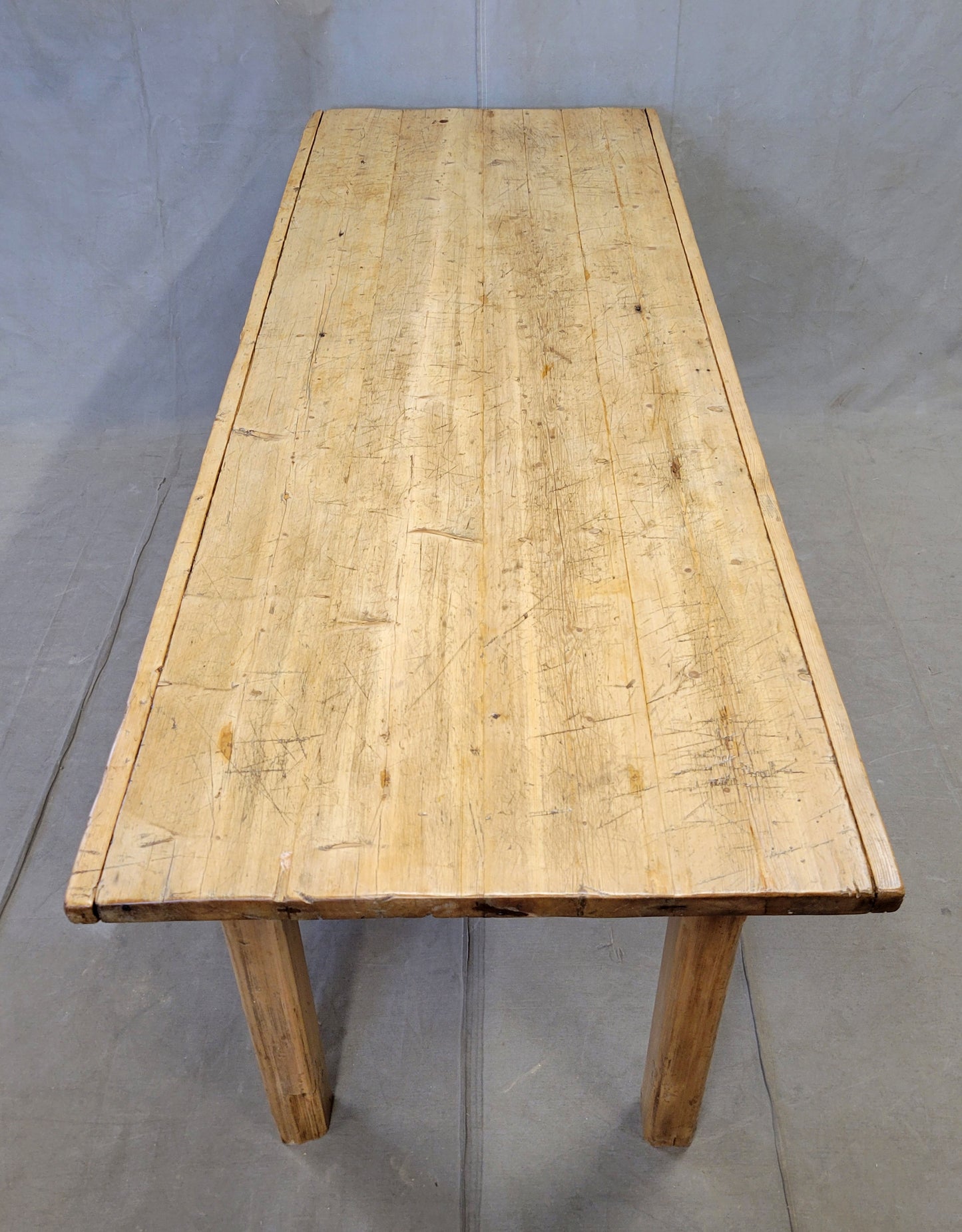 Antique Circa 1900 French Light / Bleached Pine Rustic Worktable Dining Table