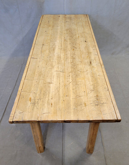 Antique Circa 1900 French Light / Bleached Pine Rustic Worktable Dining Table