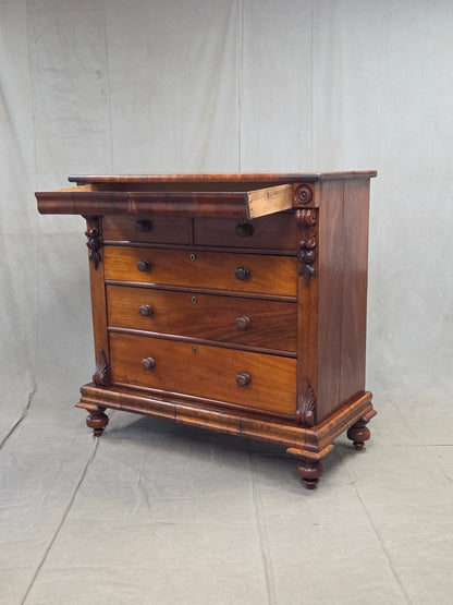 Antique 19th Century Flame Mahogany High Victorian Scotch Chest