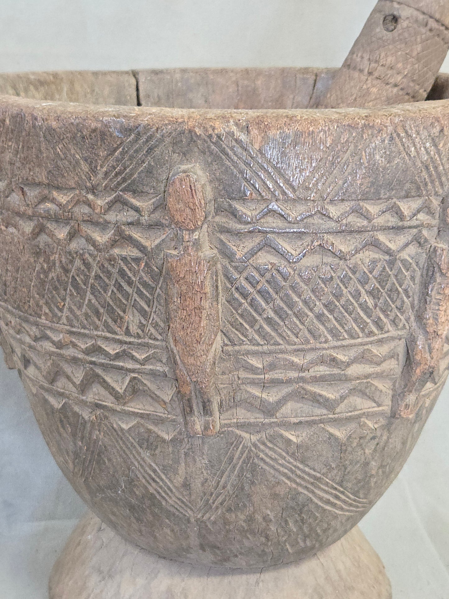 Old African Dogon Hand Carved Wood Oversized Mortar and Pestle