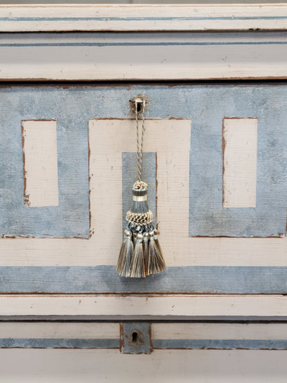 Antique English Painted Dresser Chest of Drawers With Greek Key Motif