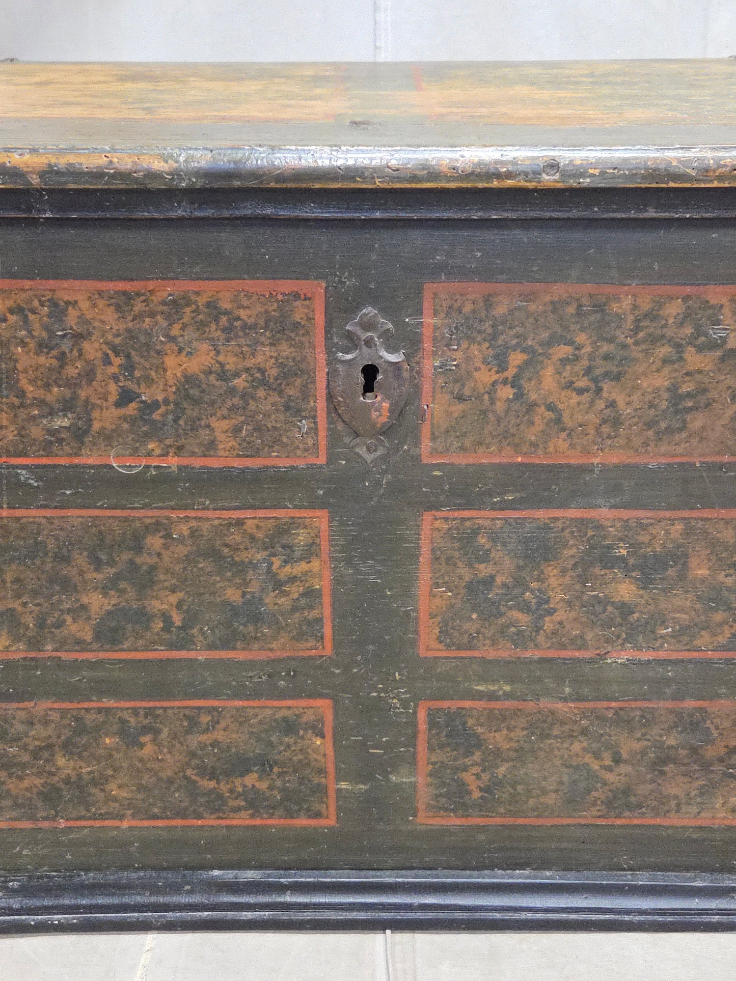 Antique European (German or Czechia) Pine Blanket Chest With Original Paint
