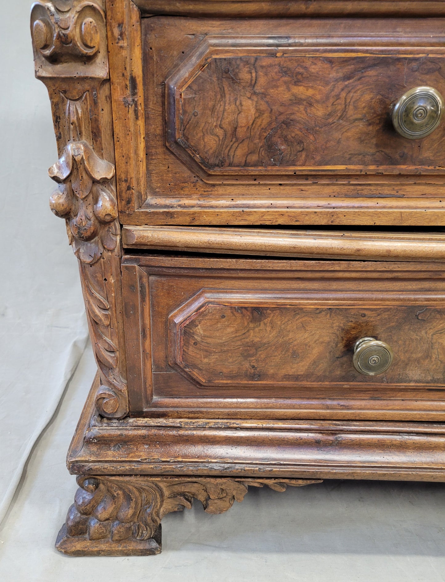 Antique 18th Century Italian (Bergamo, Lombardy) Burl Walnut Chest of Drawers